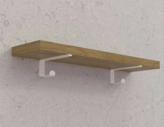 Półka drewniana dębowa 60x20x4cm w zestawie z białym uchwytem z wieszakiem