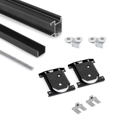 Zestaw uchwytów dla jednych drzwi przesuwnych Sharp 19, dla grubości 19mm, długość 2.35m, Aluminium, Malowane na czarno
