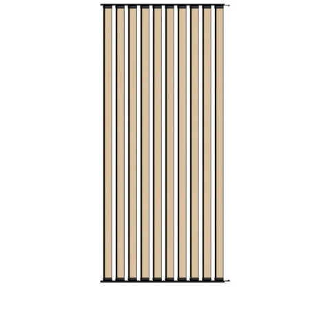 Ścianka ruchoma o szerokości 960mm i wysokości 2130mm System aluminiowy czarny i 10 desek sosnowych surowych