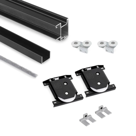 Zestaw uchwytów dla jednych drzwi przesuwnych Sharp 19, dla grubości 19mm, długość 2.35m, Aluminium, Malowane na czarno