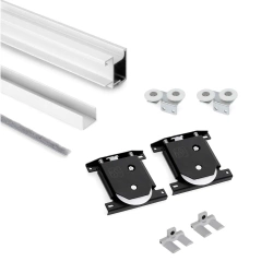 Zestaw uchwytów dla jednych drzwi przesuwnych Sharp 19, dla grubości 19mm, długość 2.35m, Aluminium, Malowane na biało