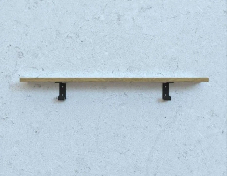 Półka drewniana dębowa 50x20x2cm w zestawie z czarnym uchwytem z wieszakiem 