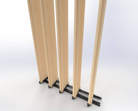 Aluminiowy czarny kpl. uchwytów w zestawie z 5 ruchomymi deskami o długości 210 cm montowanych w pionie lub poziomie na listwie z możliwością łączenia o długości 48 cm