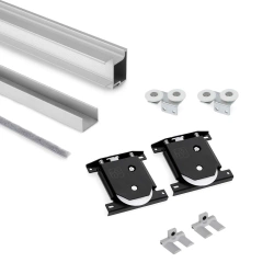 Zestaw uchwytów z dolnymi wózkami dla jednych drzwi przesuwnych Sharp 18, dla grubości 18mm, długość 2.9m, Aluminium, Anodowany mat