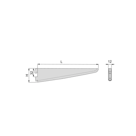 Zestaw 20 wsporników do półek drewnianych Jagmet, rozstaw profili 32 mm, długość 370 mm, Stal, Biały