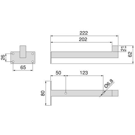 Półka drewniana dębowa 40x20x2cm w zestawie z białym uchwytem Shelf