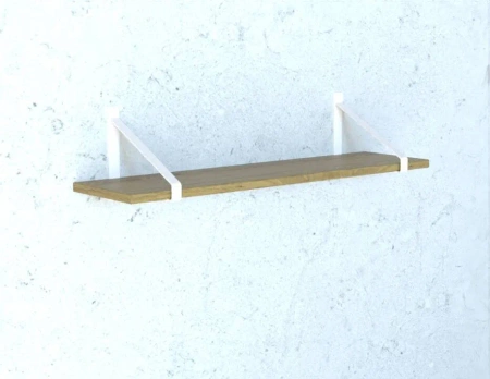 Półka drewniana dębowa 30x20x2cm w zestawie z białym trójkątnym uchwytem 
