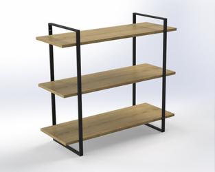 Stalowy stelaż do szafki czarny wysokość 830 mm Ladder w zestawie z 3 dębowymi półkami