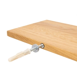 Półka drewniana dębowa 250x15x2cm w zestawie z 4 trzpieniami