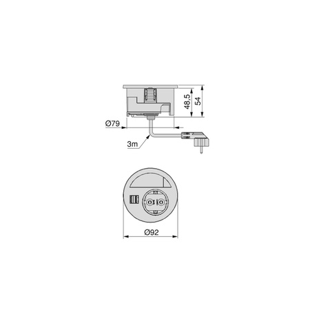 Listwa zasilająca Circle 80 z 1 gniazdkiem i wejściem USB-A oraz USB-C, wpuszczana, gniazdko typu Schuko Emuca