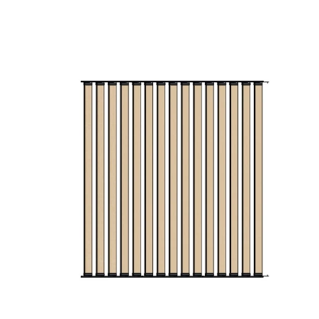 Ścianka ruchoma o szerokości 1440mm i wysokości 1530mm System aluminiowy czarny i 15 desek sosnowych surowych