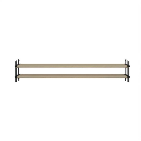 Aluminiowy czarny kpl. uchwytów w zestawie z 2 ruchomymi deskami o długości 110 cm montowanych w pionie lub poziomie na listwie z możliwością łączenia o długości 19,2 cm