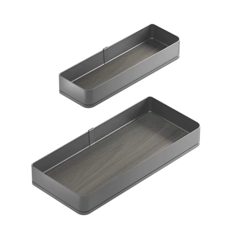 Wysuwana kolumna Harmony do drzwi na zawiasach do mebli kuchennych, Moduł o szerokości 450mm wysokość 1.480mm, Stal i Drewno, Szary antracytowy