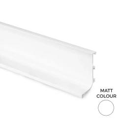 Profili Gola-r górny 3,9 m do bezuchwytowych frontów modułowych cięty na 2,9 m + reszta  długości Biały w kształcie litery L ilość 1szt.