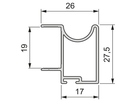 Uchwyt do szafy Wave 19, 2,35 m, Aluminium, Anodowany mat