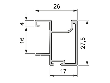Listwa uchwytowa do szaf Sharp 16, długość 2.35m, Aluminium, Malowana na czarno