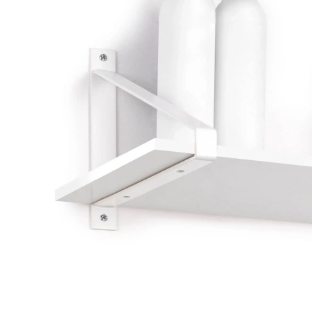 Półka drewniana dębowa 60x20x2cm w zestawie z białym trójkątnym uchwytem 