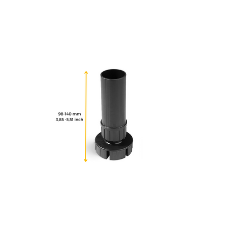 Zestaw nóżek poziomujących do mebli Bone, z podstawą mocującą, wysokość 100 mm, regulacja 98-140 mm, Czarny