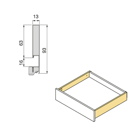 Szuflada Emuca L-270 H-93 Niska z systemem cichego domyku Szaro-antracytowa zewnętrzna 40 kg Vertex 3D