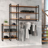 Stalowy stelaż do szafki czarny wysokość 1790 mm Ladder w zestawie z 6 dębowymi półkami  