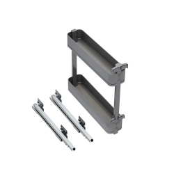 Wysuwany stojak na butelki Harmony cichy domy, Moduł 150mm, Stal i Drewno, Szary antracytowy