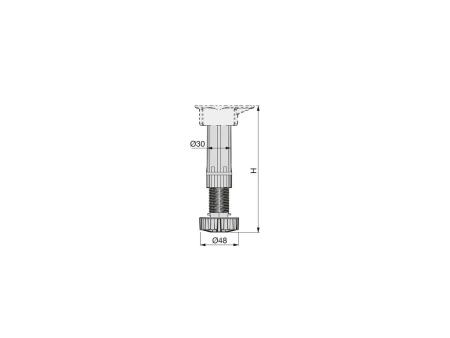 Nóżka poziomująca Bone do mebli, wysokość 100-120 mm, regulacja 98-140 mm, Plastik, Czarny