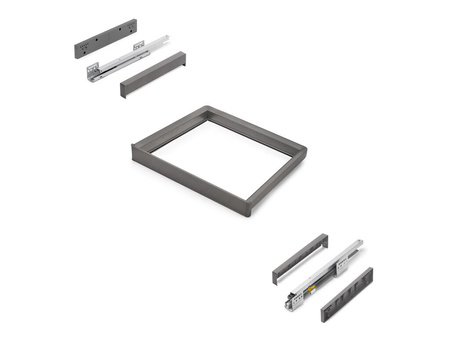 Rama z cichym domykiem i prowadnicami z pełnym wysuwem do akcesoriów meblowych Quartz, 562-588mm, Aluminium i plastik, Tytanowy