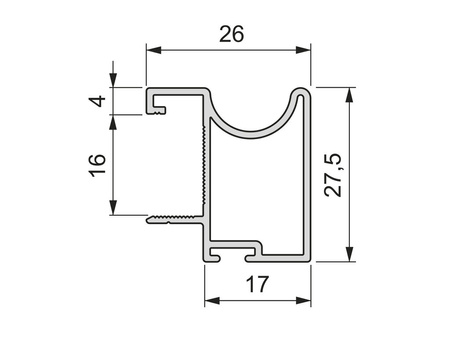 Listwa uchwytowa do szaf Wave 16, długość 2.7m, Aluminium, Malowane na biało