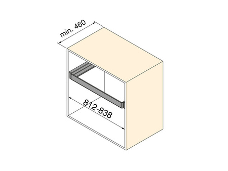 Rama z cichym domykiem i prowadnicami z pełnym wysuwem do akcesoriów meblowych Quartz, 812-838mm, Aluminium i plastik, Tytanowy