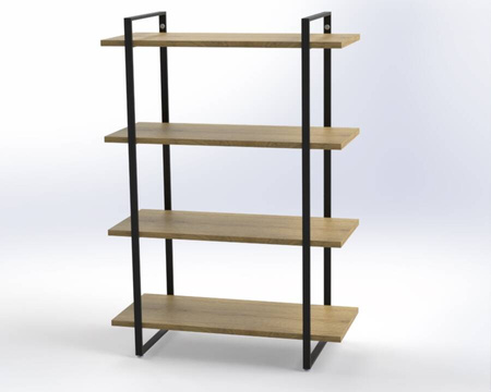 Stalowy stelaż do szafki czarny wysokość 1150 mm Ladder w zestawie z 4 dębowymi półkami  