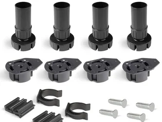 Zestaw nóżek poziomujących do mebli Bone, z podstawą mocującą, wysokość 100 mm, regulacja 98-140 mm, Czarny
