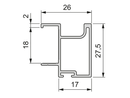 Listwa uchwytowa do szaf Sharp 19, długość 2.35m, Aluminium, Malowana na czarno