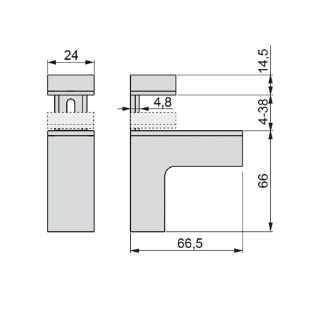 Półka drewniana dębowa 30x20x2cm w zestawie z czarnym uchwytem Squad 2 