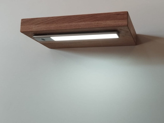 Półka drewniana dębowa 160x30x4cm w zestawie z lampą LED Kaus 60 cm z czujnikiem zbliżeniowym Anodyzowany mat