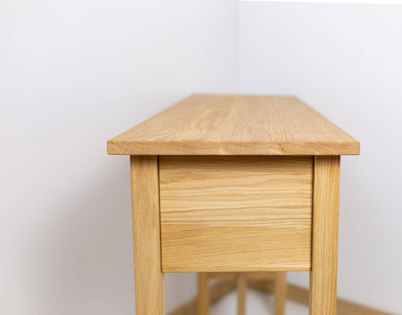 Konsola dębowa lite drewno dwie szuflady drewniane 700x350x750