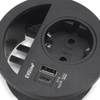 Listwa zasilająca Circle 80 z 1 gniazdkiem i wejściem USB-A oraz USB-C, wpuszczana, gniazdko typu Schuko Emuca