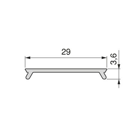 Profil maskujący Channel Placard 74 do dolnej szyny o długości 3,9m, cięta na 2,9m + reszta długości, Aluminium, Malowany na czarno
