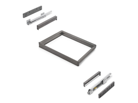 Rama z cichym domykiem i prowadnicami z pełnym wysuwem do akcesoriów meblowych Quartz, 612-638mm, Aluminium i plastik, Tytanowy