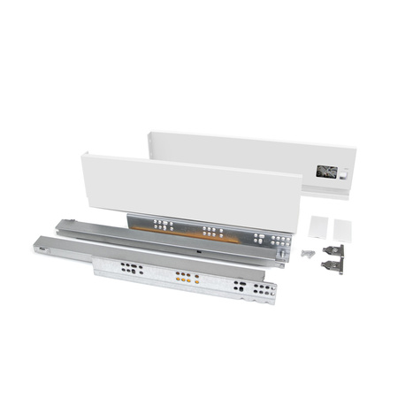 Szuflada Emuca L-550 H-93 Niska z systemem cichego domyku Biała zewnętrzna 40 kg Vertex 3D