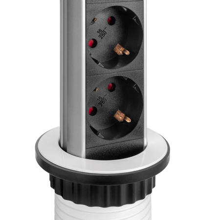 Wysuwane gniazdo wielofunkcyjne Vertikal,  3 gniazda Schuko, 2 USB typu A Białe 