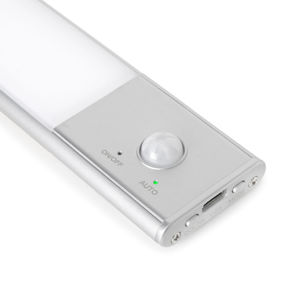 Półka drewniana dębowa 100x20x4cm w zestawie z lampą LED Kaus 60 cm z czujnikiem ruchu Anodyzowany mat