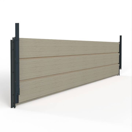 Aluminiowy antracytowy kpl. uchwytów w zestawie z 3 ruchomymi deskami o długości 140 cm montowanych w pionie lub poziomie na listwie z możliwością łączenia o długości 28,8 cm
