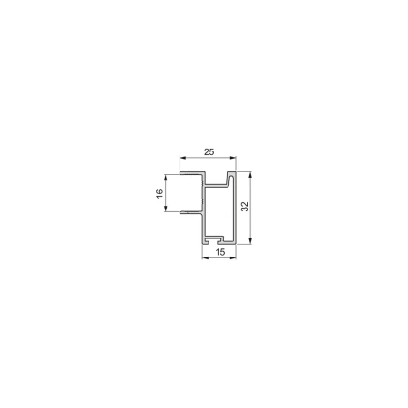 Listwa uchwytowa do szaf Sharp 16 szkło, długość 2.35m, Aluminium, Anodowany mat 