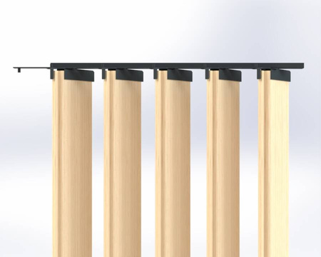 Ścianka ruchoma o szerokości 1330mm i wysokości 1440mm System aluminiowy antracytowy i 15 desek sosnowych surowych