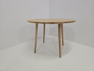 Ława dębowa okrągła z litego drewna nogi rozwiedzione wymiar FI700 x 400