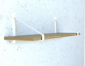 Półka drewniana dębowa 60x20x2cm w zestawie z białym trójkątnym uchwytem