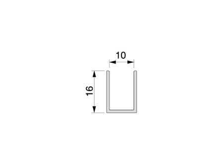 Profil do drzwi przesuwnych Placard U10x16, długość 2.35m, Aluminium, Malowane na biało