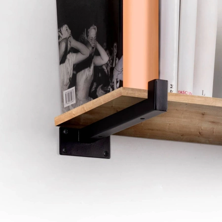 Półka drewniana dębowa 30x20x2cm w zestawie z czarnym uchwytem Shelf