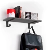 Półka drewniana dębowa 60x20x2cm w zestawie z czarnym uchwytem z wieszakiem 