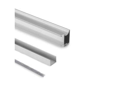 Zestaw uchwytów dla jednych drzwi przesuwnych Wave 16, dla grubości 16mm, długość 2.35m, Aluminium, Anodowany mat